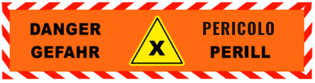 Banderole horiz Teintée masse 2000X500 "DANGER" Croisement FR-DE-IT-CA #MONTEE BANHTM014-M