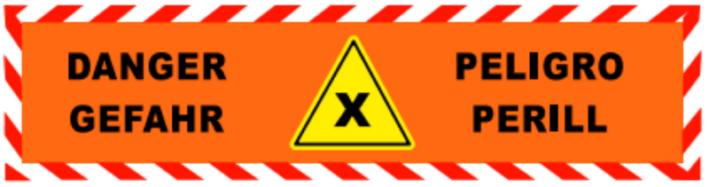 Banderole horiz Teintée masse 2000X500 "DANGER" Croisement FR-DE-ES-CA #MONTEE BANHTM020-M