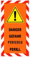 Banderole verticale Teintée masse 500X1000 "DANGER" ! FR-DE-CA-IT #MONTEE BANVTM052-M