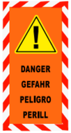 Banderole verticale Teintée masse 500X1000 "DANGER" ! FR-DE-ES-CA #MONTEE BANVTM058-M