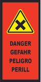 Banderole verticale 500X1000 "DANGER" Croisement FR-DE-ES-CA  # MONTEE BANV059-M
