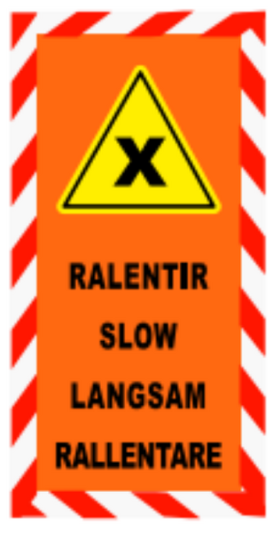 Banderole vertl Teintée masse 500X1000 "RALENTIR" Croisement FR-EN-DE-IT #MONTEE BANVTM047-M