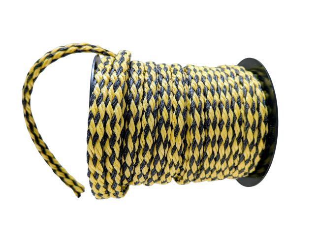 Tresse Creuse Souple type Ralingue Jaune et Noir 100m x 9mm CP/CPTPP10B100MDC